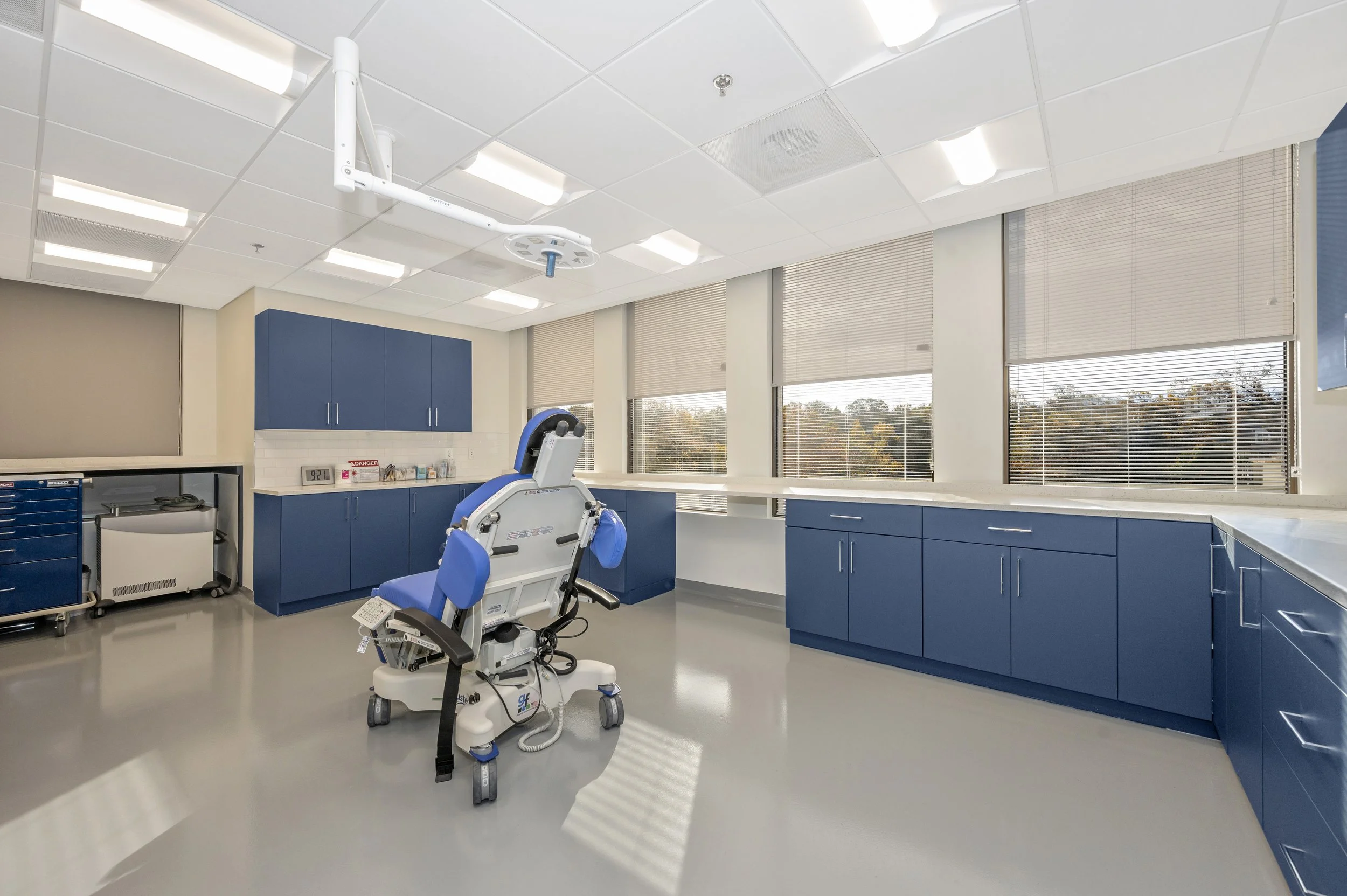 Custom blue cabinetry and millwork medical office Chevy Chase MD