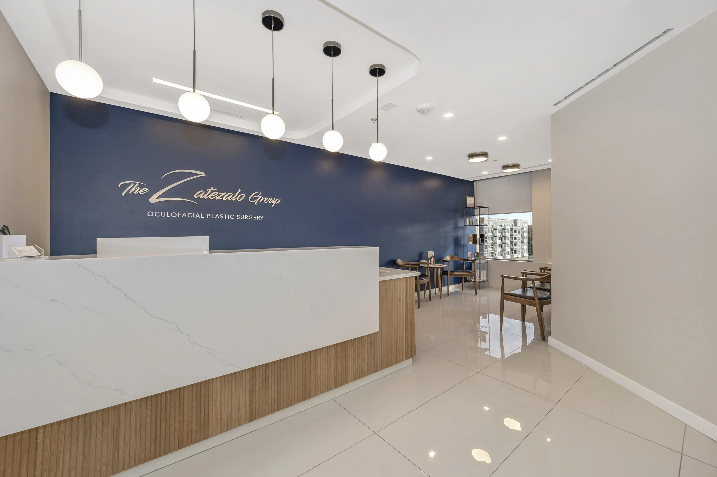 Plastic surgery office reception and waiting area Chevy Chase MD